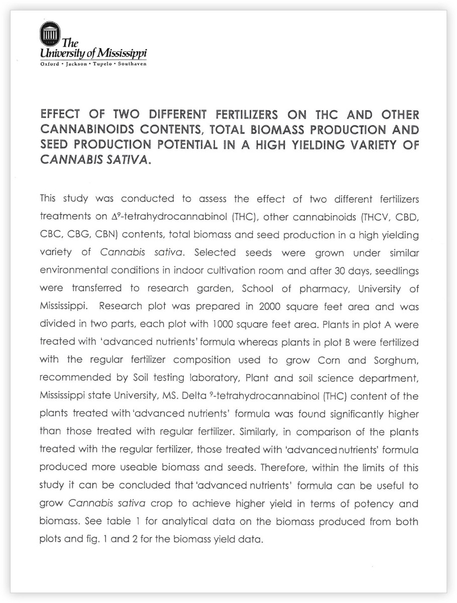 Effect of two different fertilizers on cannabis